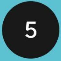 Black circle with the number five in white, set against a light blue background. This graphic can represent various concepts such as ranking, scoring, or a countdown in educational or gaming contexts. The design is simple and visually striking, making it suitable for digital content related to statistics, progress tracking, or game scores.